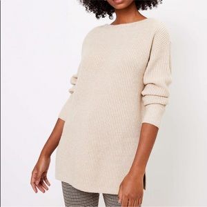 LOFT Ribbed Boatneck Tunic Sweater